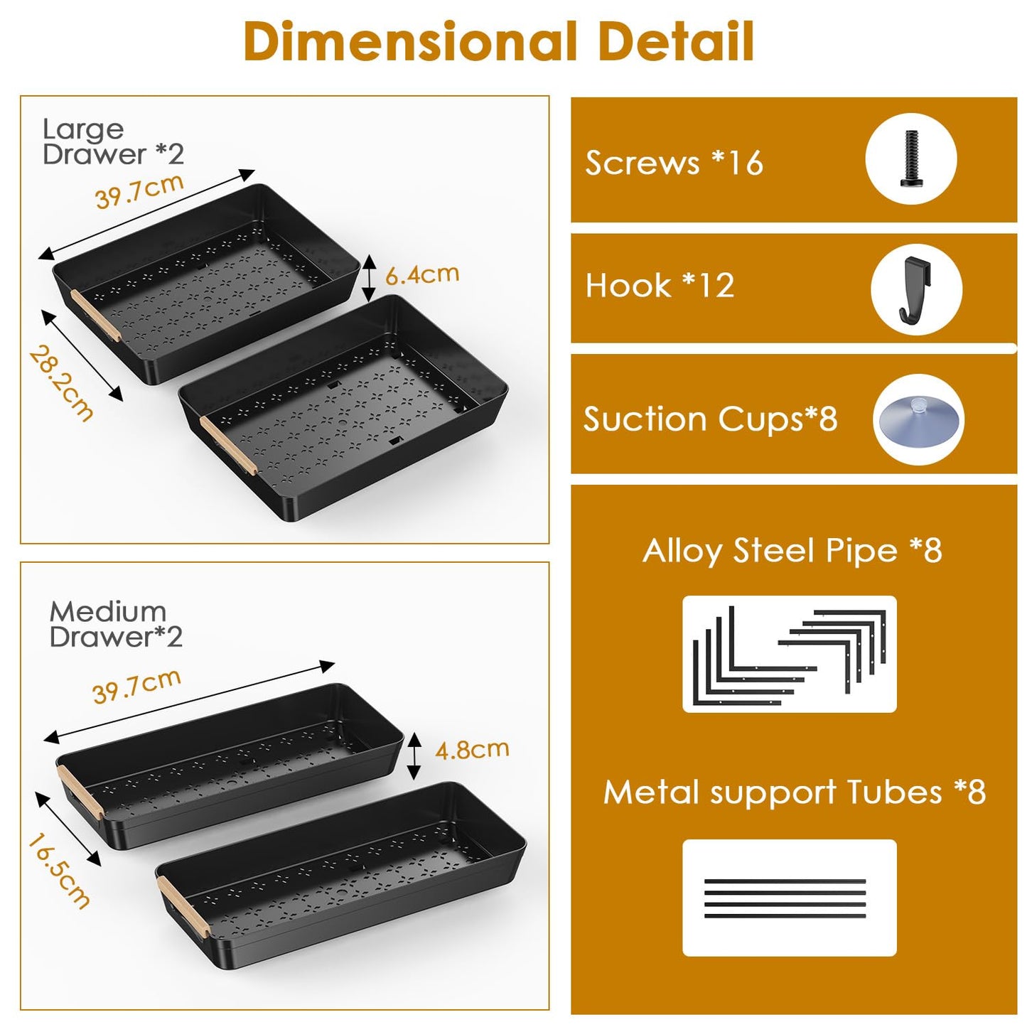 2-Pack Height Adjustable Under Sink Organizers