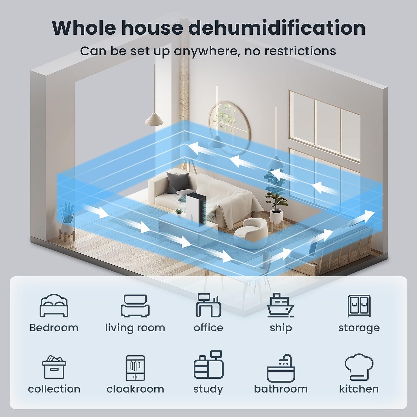 86oz Dehumidifier,DDVIVAL 1000 Sq.ft Dehumidifiers for Home Basements,Dehumidifier with Drain Hose and 2 Working Modes, 7 Color LED Light Small Dehumidifiers for Bedroom Room Bathroom Closet RV