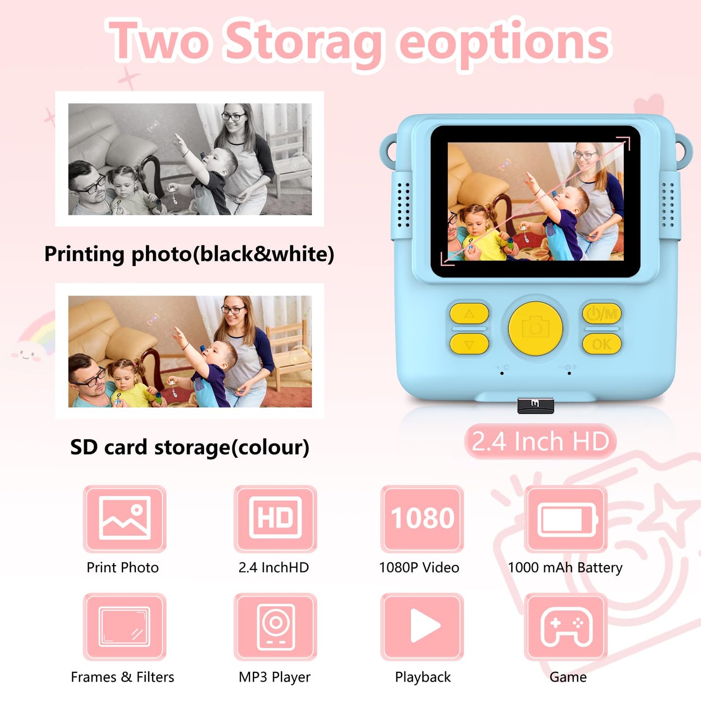 Kids Instant Print Camera with 32GB Card