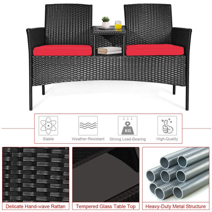 Tangkula Wicker Patio Conversation Set with Cushions