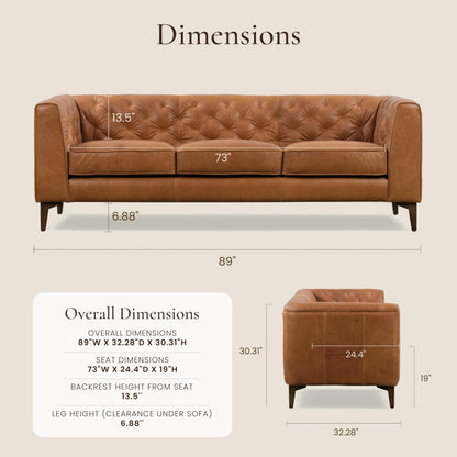 Poly & Bark Leather Sofa with Tufted Back