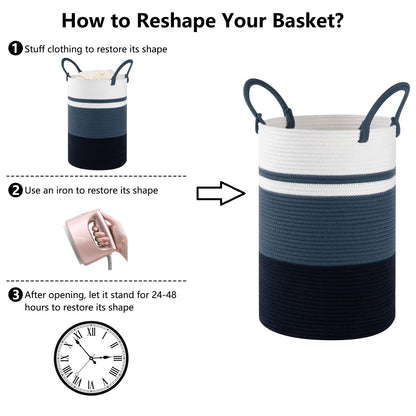 SIXDOVE Laundry Basket, Laundry Hamper, Baby Nursery Hamper, Foldable Laundry Hamper with Handles, Storage Blanket Clothes Toys in Bedroom, Living Room-13.8 "L * 19.7 "H-Gradient Blue
