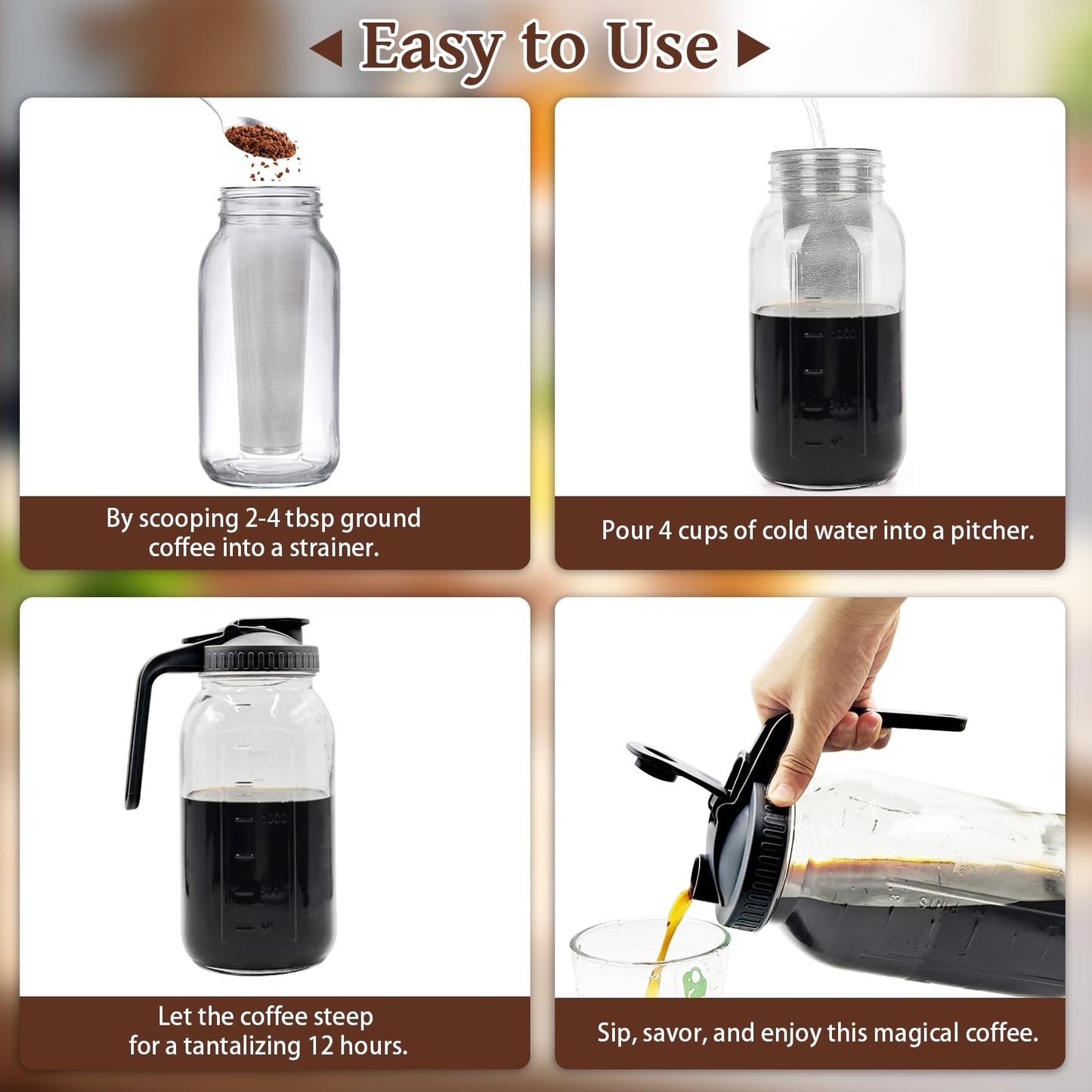 cold brew coffee maker: coffee maker coffee grinder instant pot mason jars cafeteras strainer coffee makers water filter pitcher coffee machine coffee pot cold brew iced coffee pitcher ice jar cold