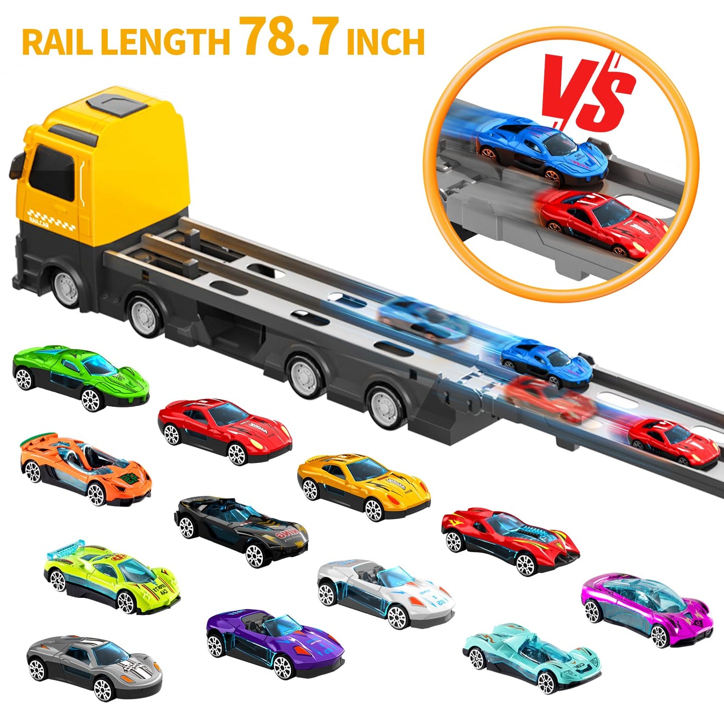 Transport Truck with 24 Die-Cast Cars for Kids