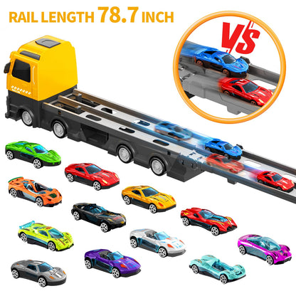 Transport Truck with 24 Die-Cast Cars for Kids