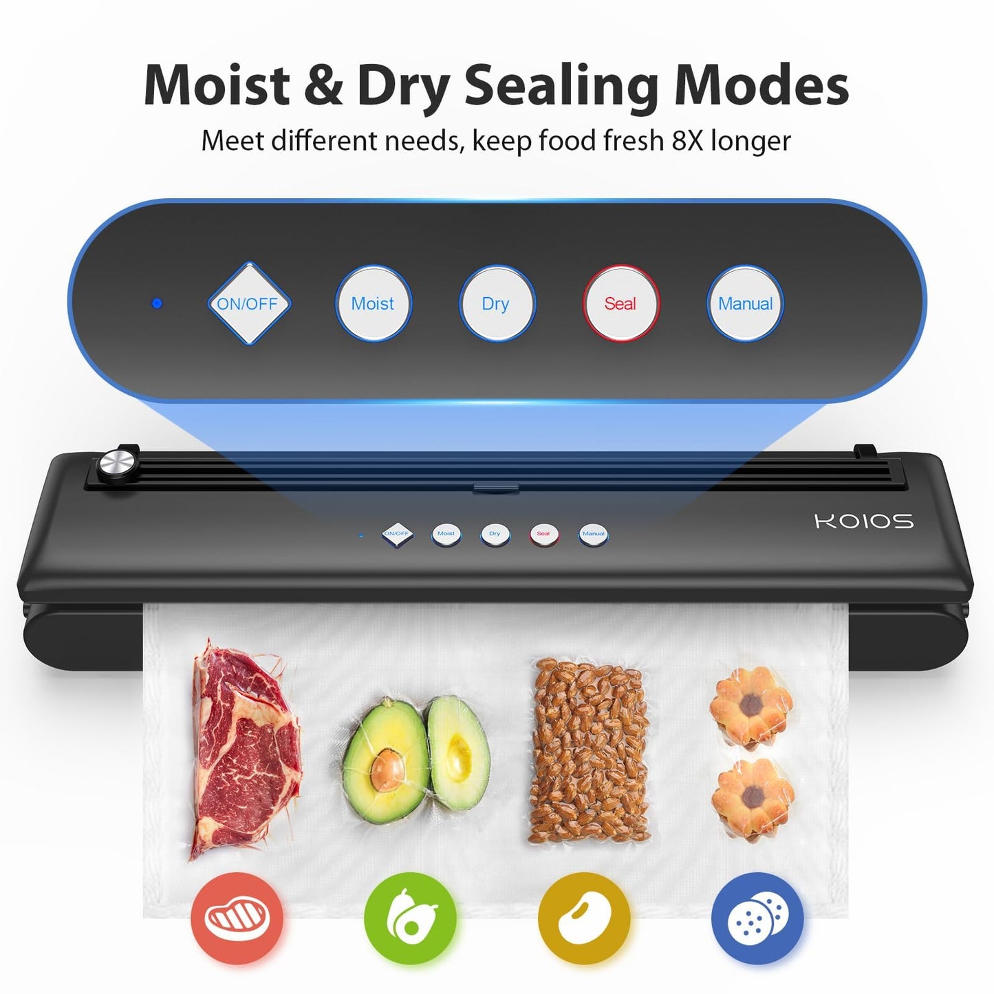KOIOS Vacuum Sealer with Cutter & 10 Bags