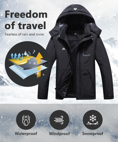 MAOYSSEN Men's Waterproof Fleece Ski Jacket