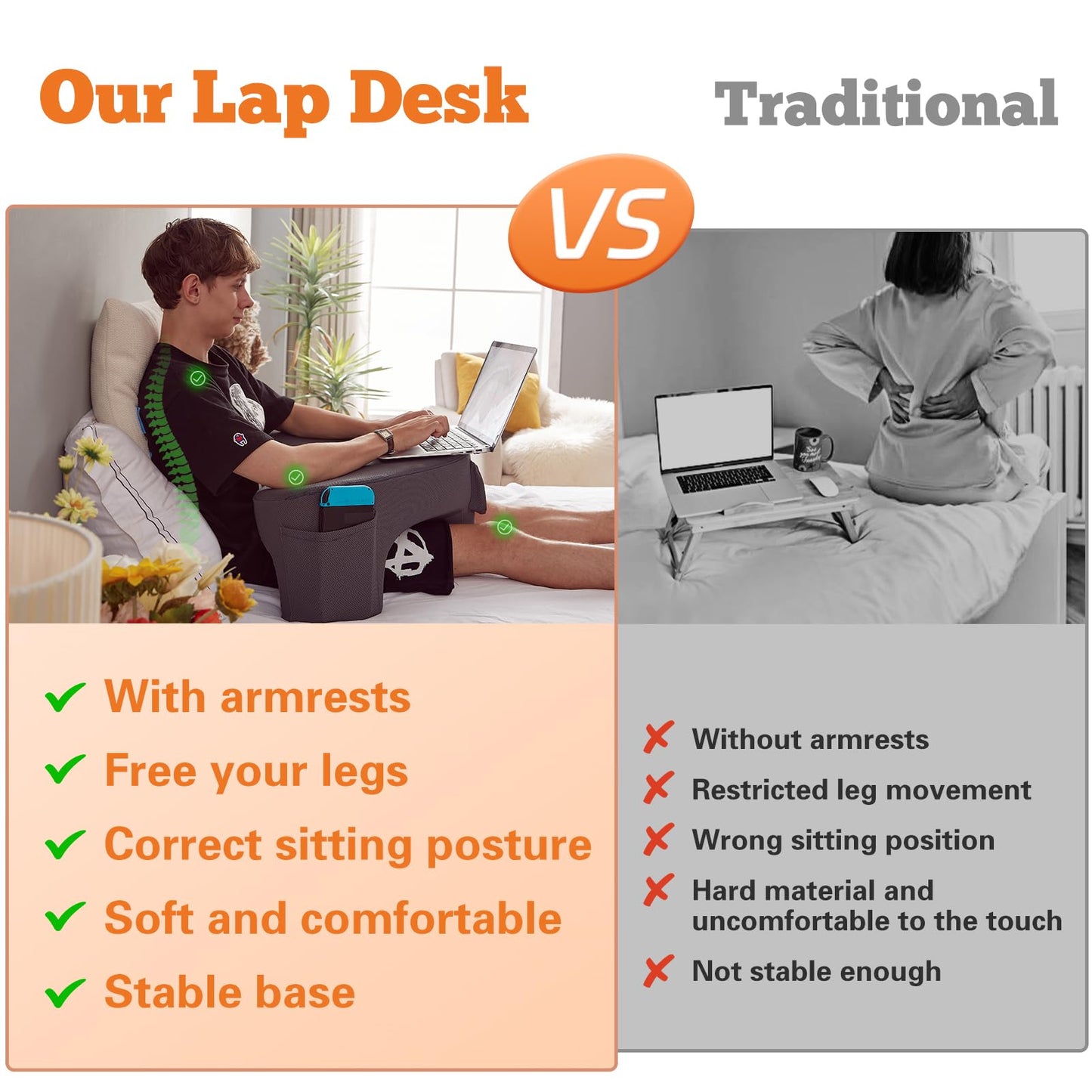 Lap Desk Pillow for Laptop and Reading