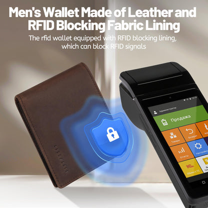 Leather RFID Blocking Slim Wallet for Men