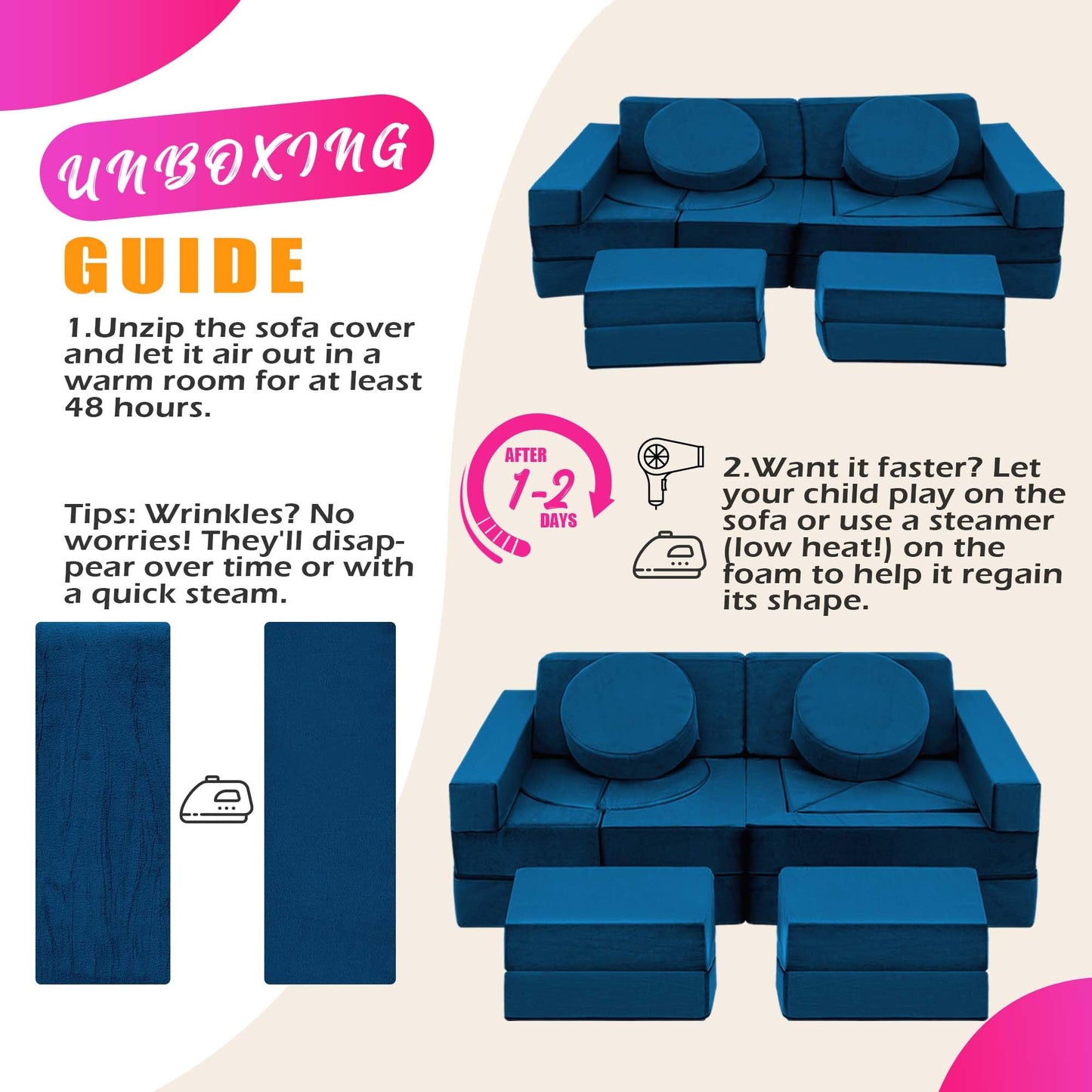 18pcs Modular Kids Play Couch Set