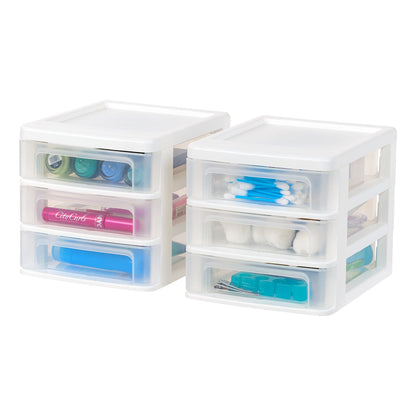 IRIS 3-Drawer Plastic Storage Organizer, 2-Pack