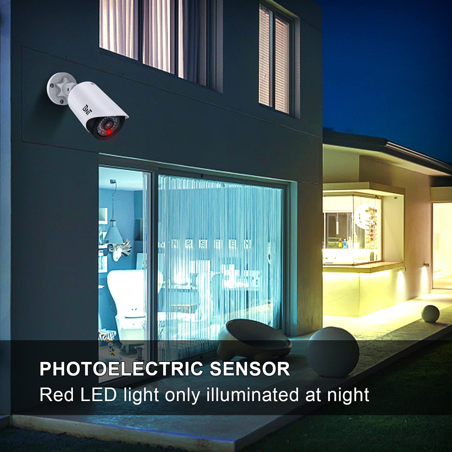 Fake Security Camera with LED Light - 2 Pack