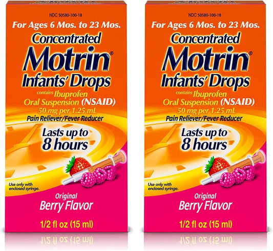 Motrin Infants Ibuprofen Drops, Berry Flavor, 2-Pack