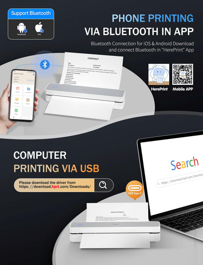 Wireless Portable Bluetooth Thermal Printer for Travel