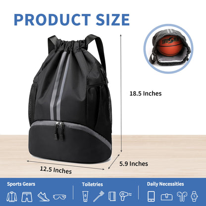 Drawstring Swim Backpack with Shoe Compartment