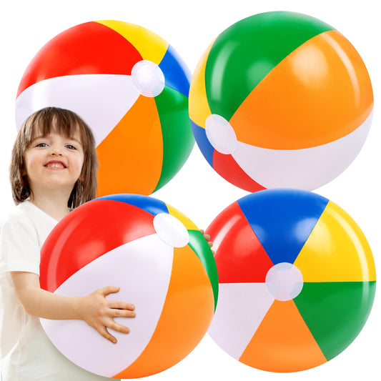 JOYIN 4-Pack Inflatable Beach Balls for Parties