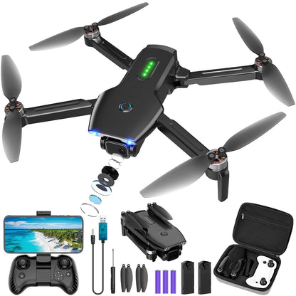 Drone with Camera, Brushless Motor 1080P FPV Drone with 2 Batteries, One Key Take Off/Land, 360 Flips, Waypoint Fly, Altitude Hold, Gravity Control, Foldable Mini Drones for Kids 14+, Beginner