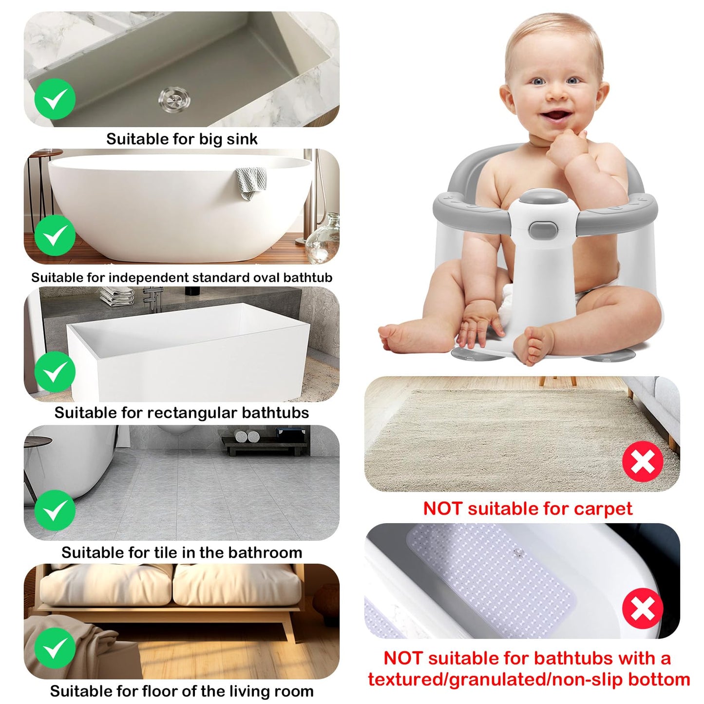 Baby Bath Seat with Suction Cups by TOSGN