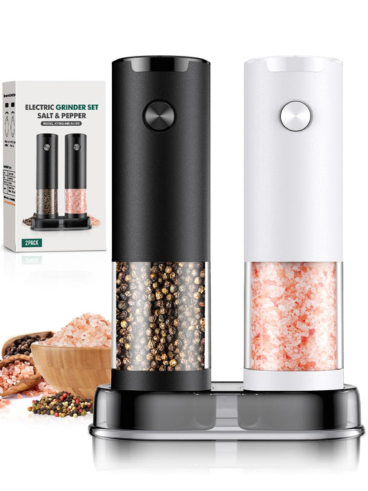 2 Pack Electric Salt and Pepper Grinders Set