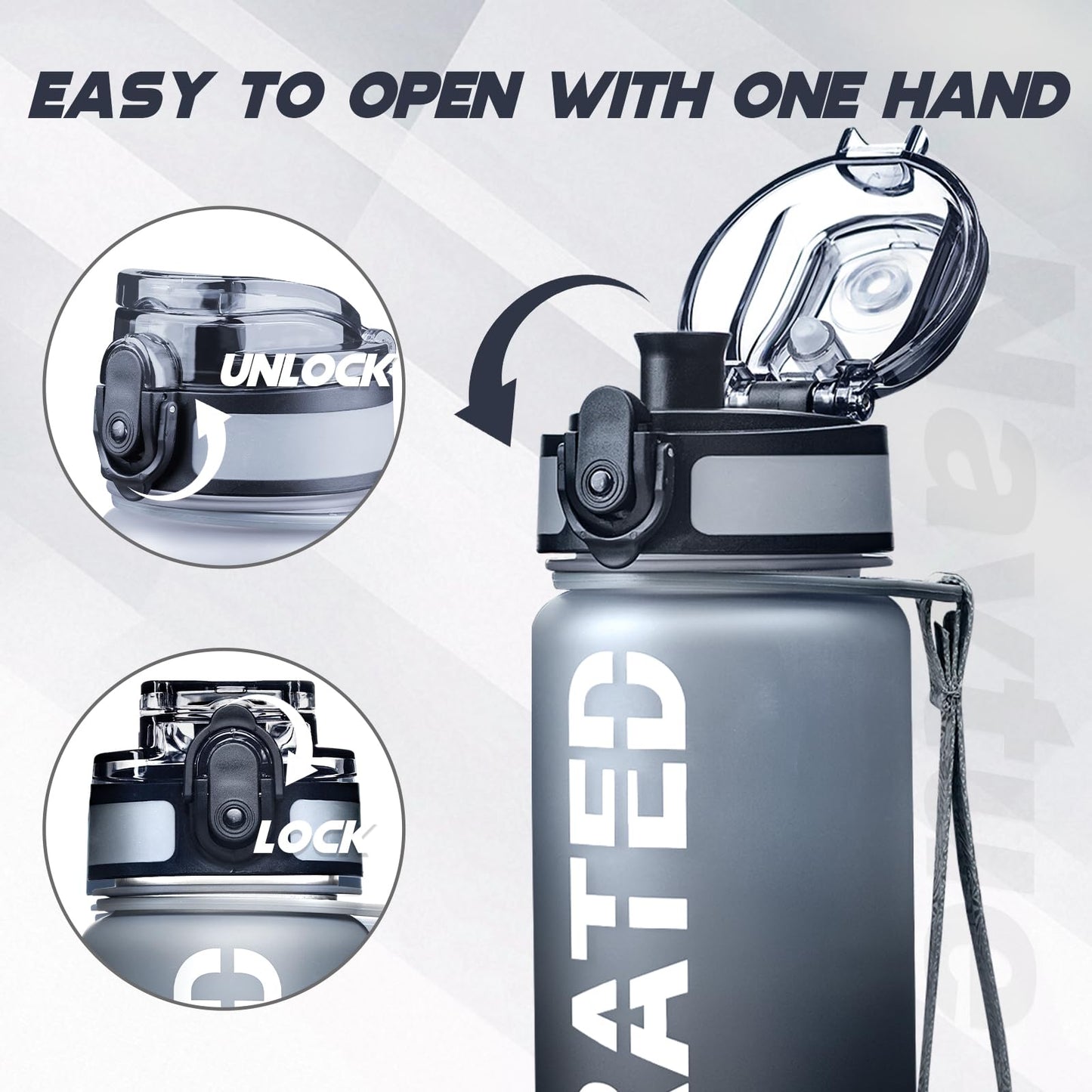 16oz Motivational Water Bottle with Time Marker