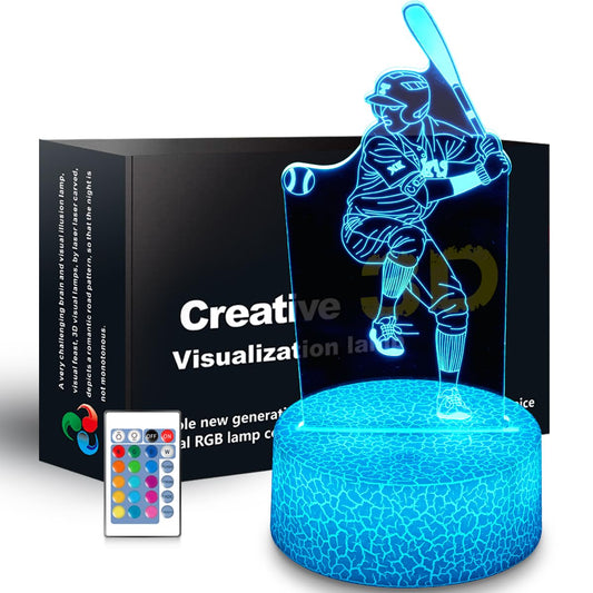 3D Baseball Night Light with Remote Control