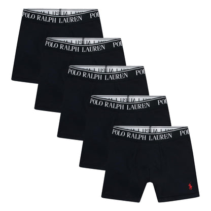 Polo Ralph Lauren Boys' 5-Pack Boxer Briefs, Black