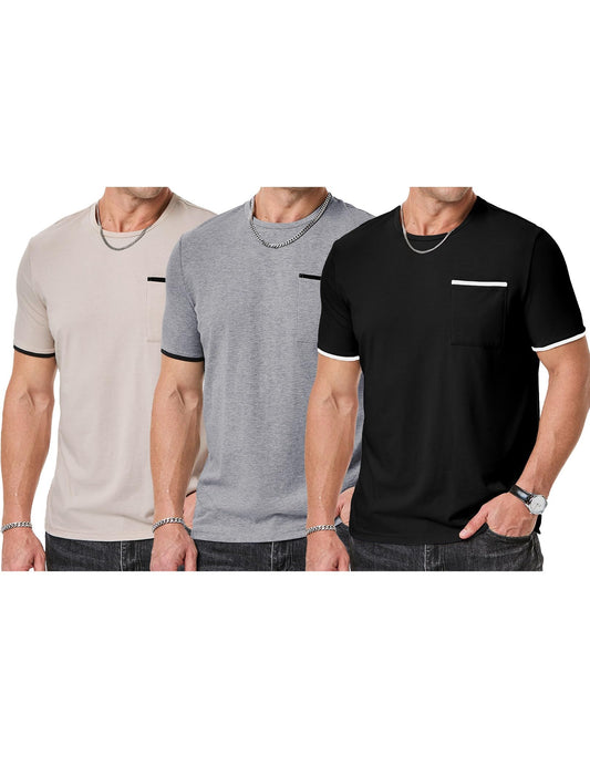 3-Pack Men's Moisture Wicking Crew Neck Tees