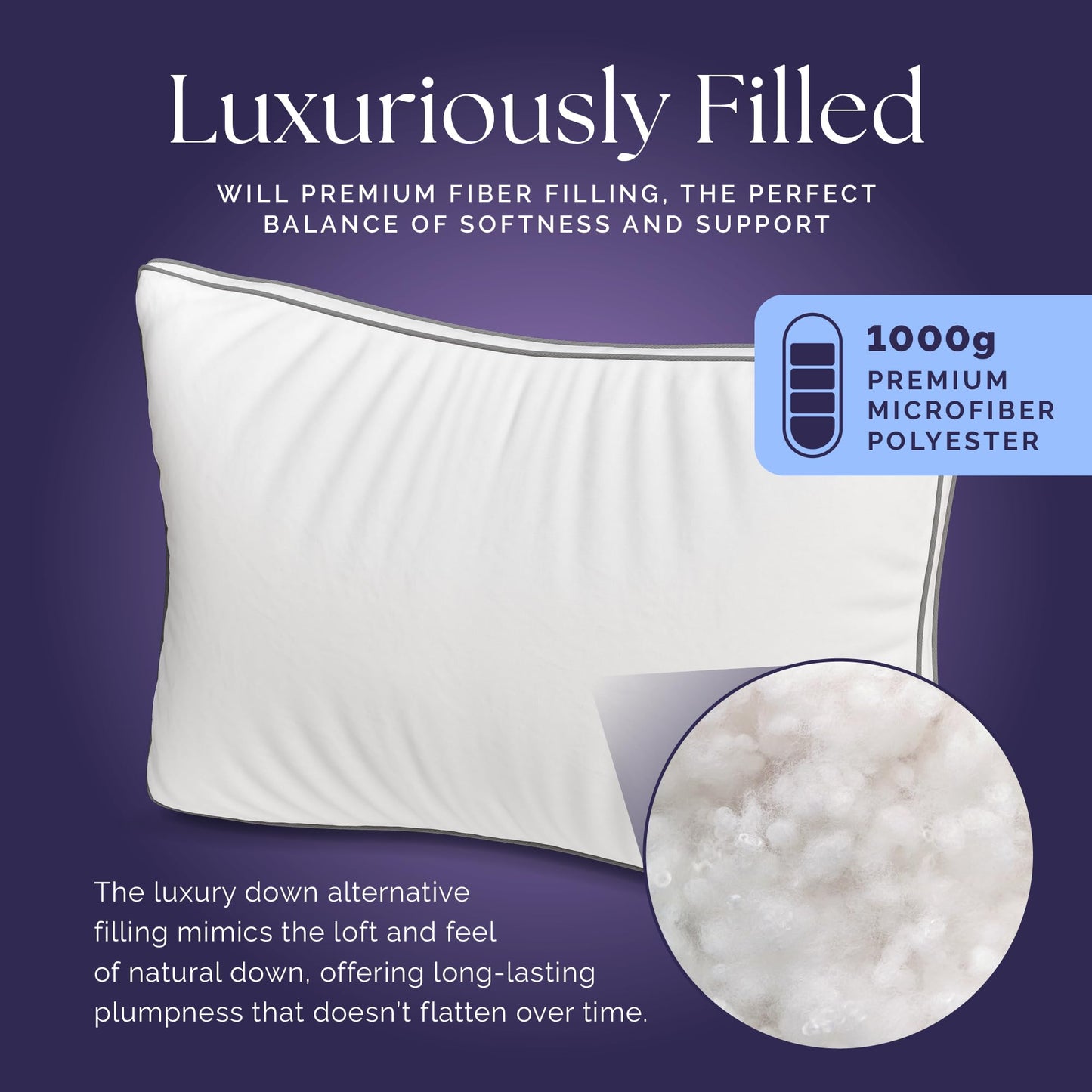 2 Pack TOOFLEE Luxury Down Alternative Pillows