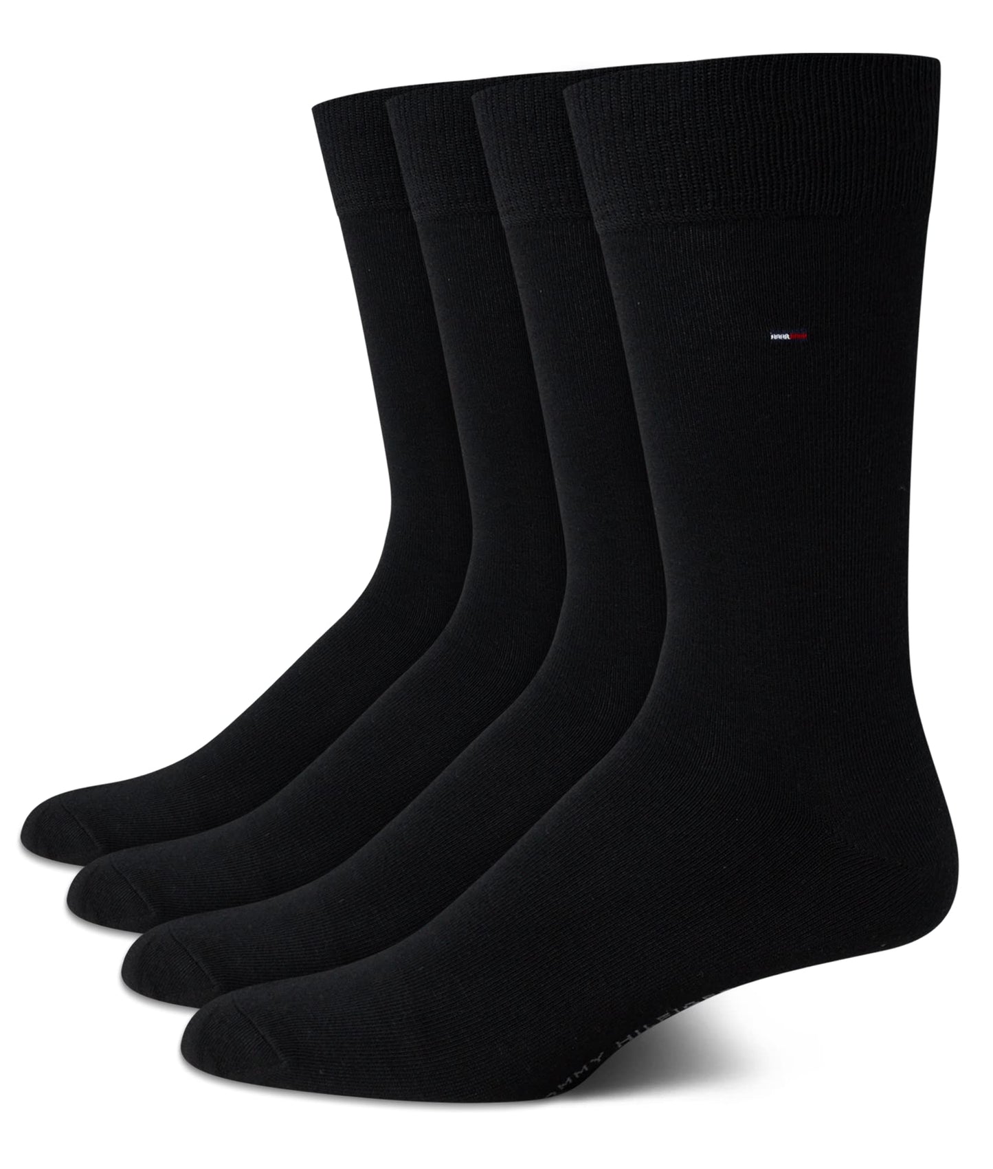 Tommy Hilfiger Men's Dress Socks - Lightweight Comfort Crew Sock (4 Pack), Size 7-12, Black