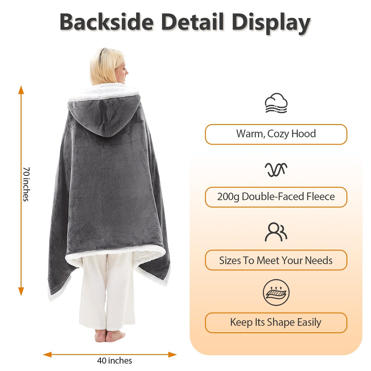 JKMAX Wearable Heated Blanket Shawl with Auto-off