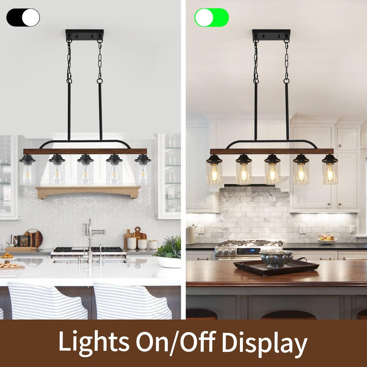 KEESFU 5-Light Farmhouse Pendant Light Fixture