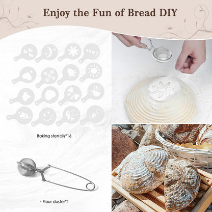 Sourdough Bread Baking Kit with Cane Baskets