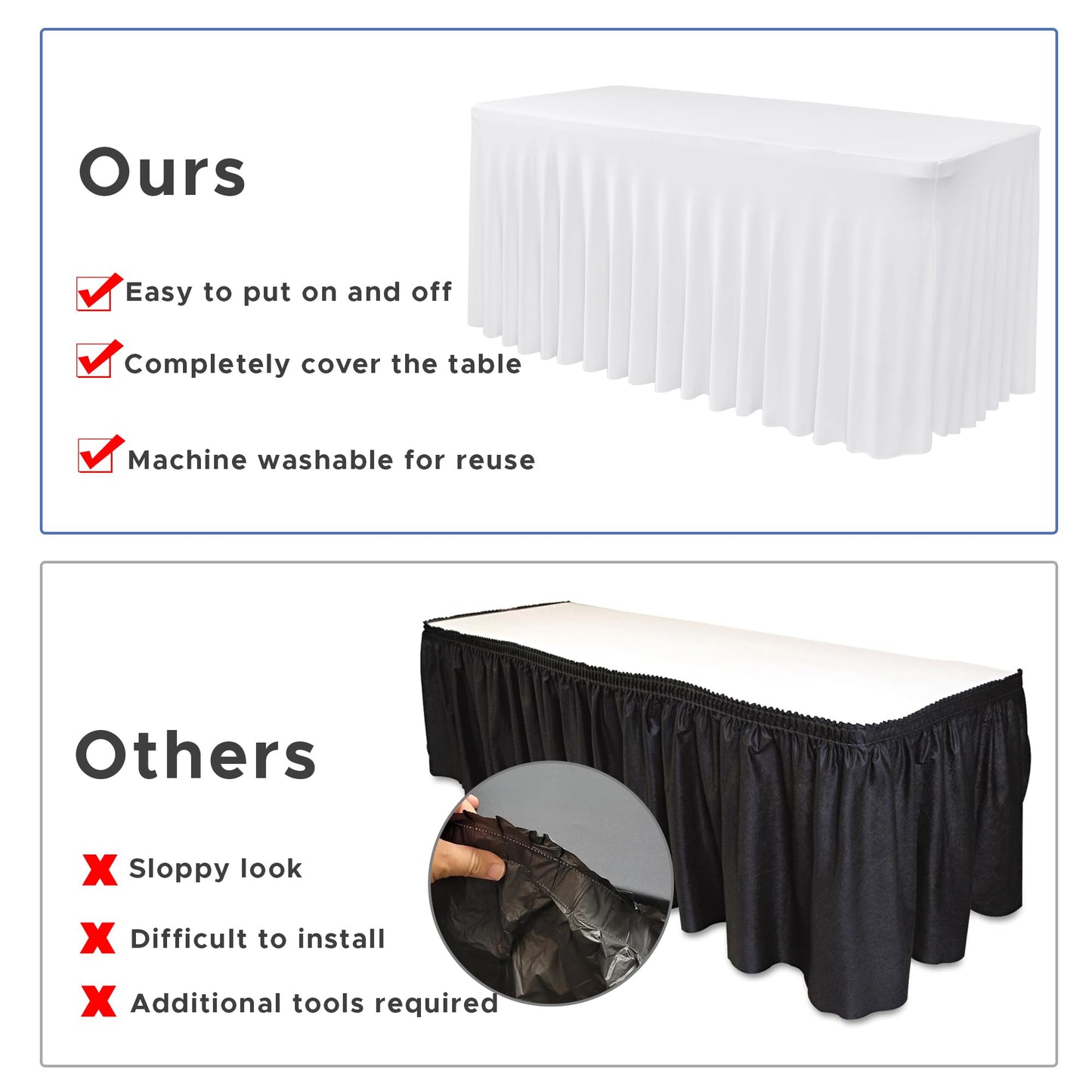 White Spandex Table Skirt for 8 Foot Tables