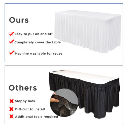 White Spandex Table Skirt for 8 Foot Tables