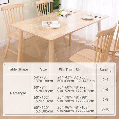 smiry Clear Plastic Table Cloth 60x84 Inch, Waterproof Vinyl Rectangle Tablecloth Protector, Oil Spill Proof Wipeable Transparent Tablecloths Cover for Dining, Picnic, Camping, Outdoor