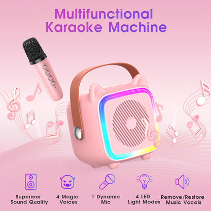 Mini Karaoke Machine with Bluetooth Mic for Kids