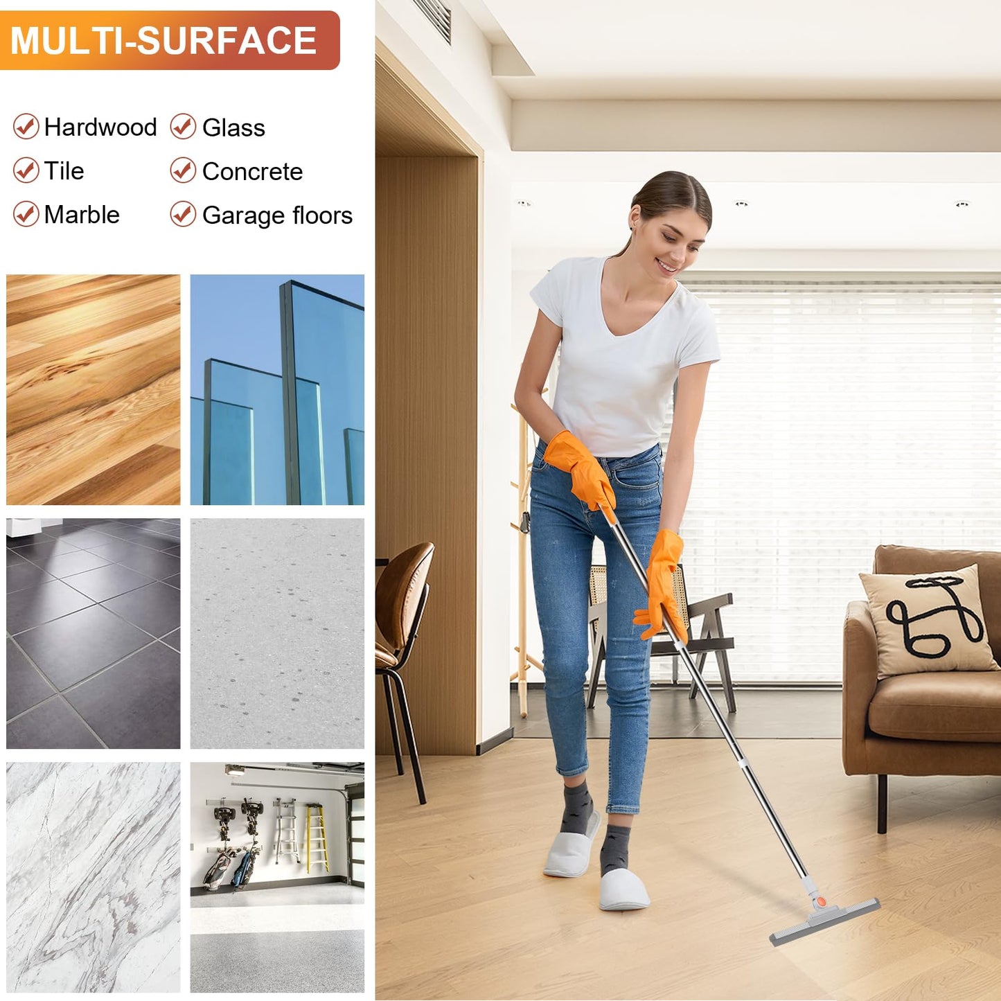 RONSUNG Floor Squeegee with Rotating Blade for Cleaning