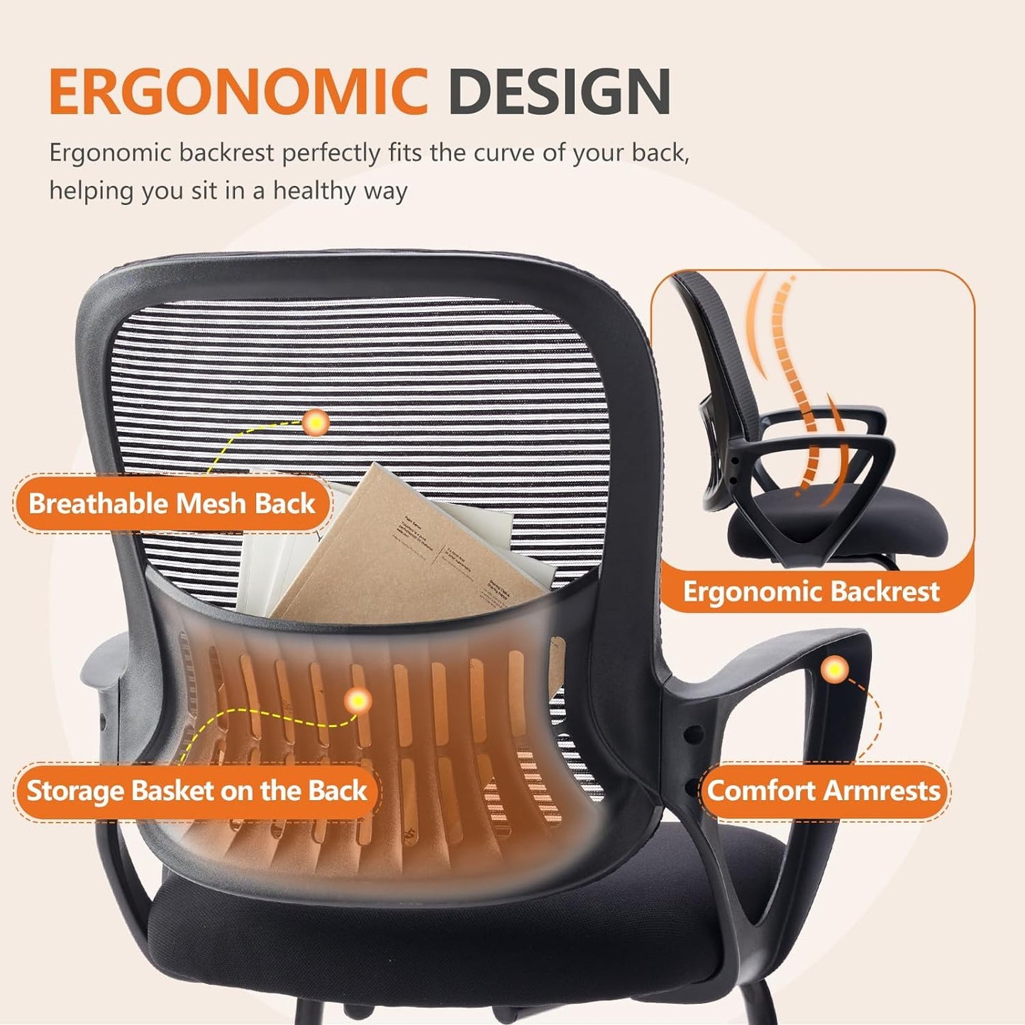 Mid Back Mesh Guest Chair Set of 2
