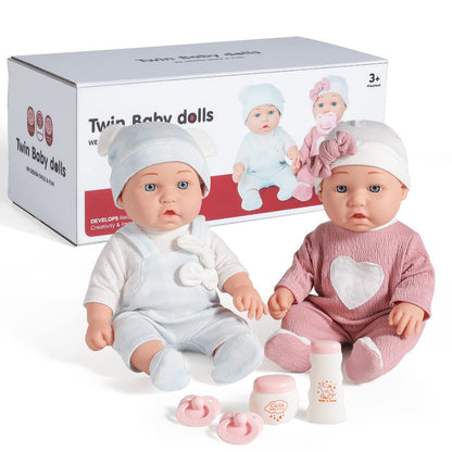 12'' Twins Baby Doll Playset with Accessories