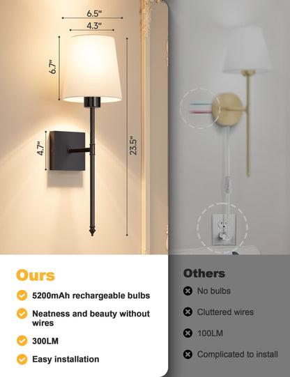 2 Pack Battery Operated Wall Sconce Set