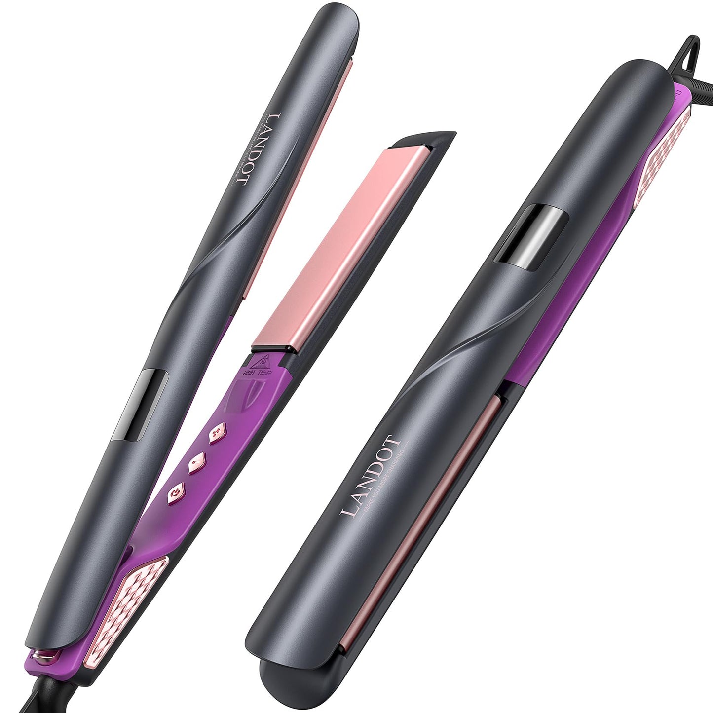 LANDOT Ceramic Ionic Hair Straightener with Travel Pouch
