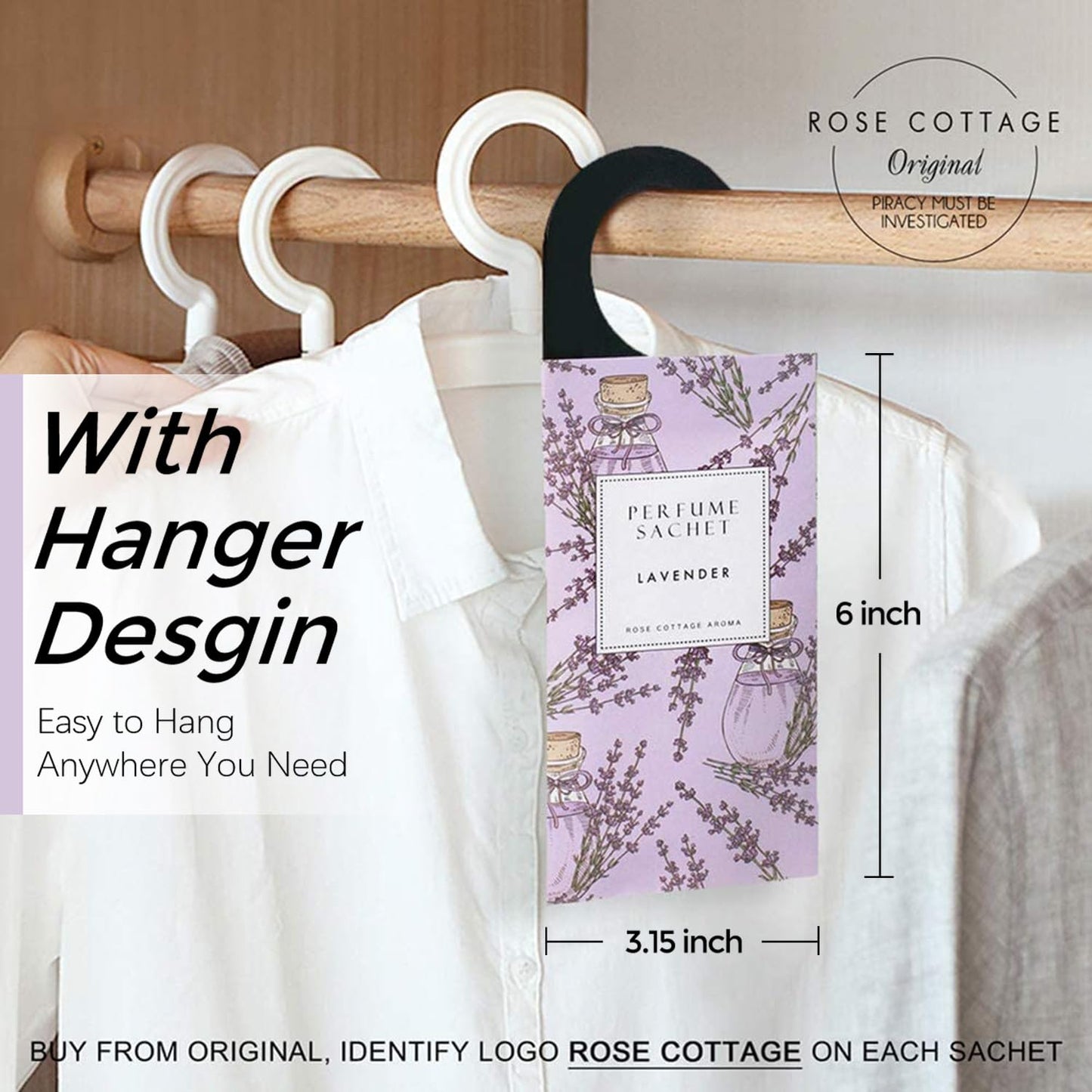 Lavender Hanging Closet Deodorizer Sachets - 12 Pack