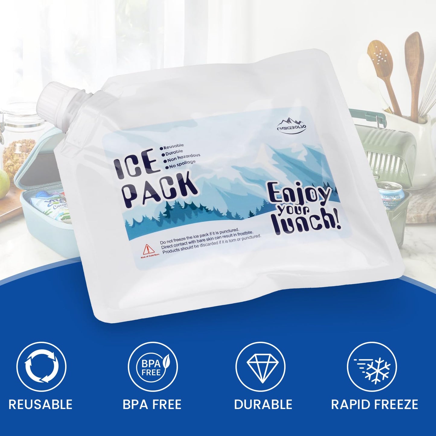 3 Pack Reusable Ice Packs for Coolers