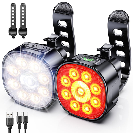 USB Rechargeable Bike Lights with 8 Modes