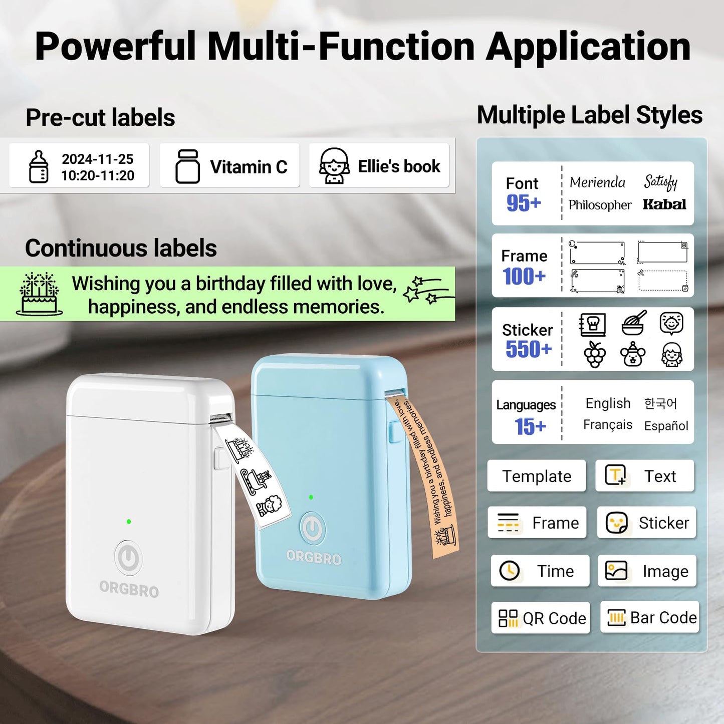 ORGBRO Bluetooth Mini Label Maker for Organizing