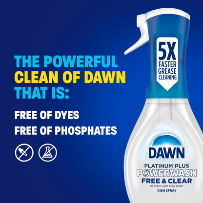 Dawn Powerwash Free & Clear Light Pear Dish Spray, Dish Soap Starter Kit, 16 Fl Oz