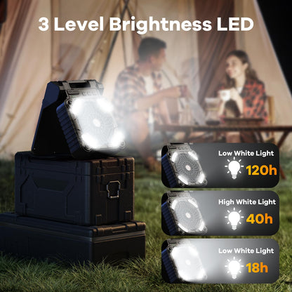 Solar Powered Camping Fan with LED Lantern