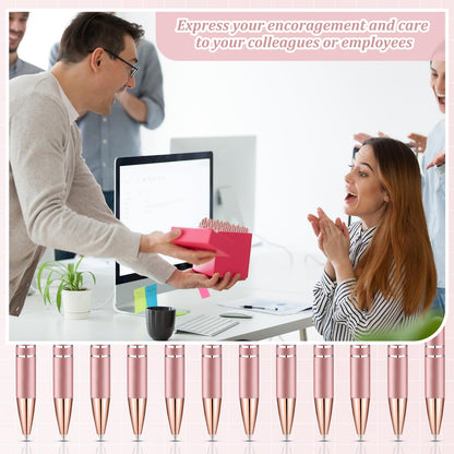 Outus 72 Pcs Employee Appreciation Gifts Pens with Stylus Tip Inspirational Pen Bulk Motivational Ballpoint Pen Black Ink Thank You Pens for Employee Coworker Team, 12 Styles (Rose Gold)