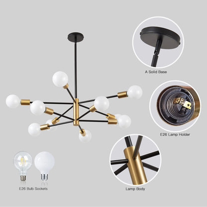KAISITE 10-Light Modern Sputnik Chandelier