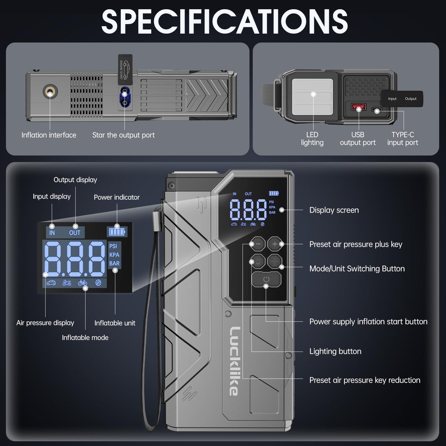 4000A Portable Jump Starter and Air Compressor